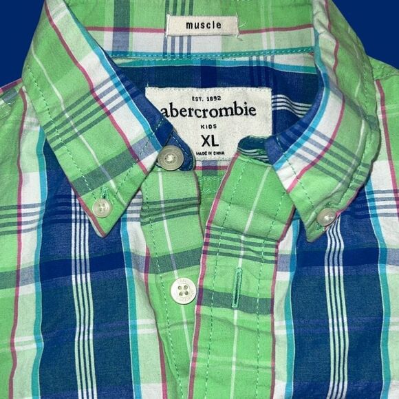Boys Plaid Abercrombie Kids Muscle Button Up Shirt Size XL - Picture 3 of 3